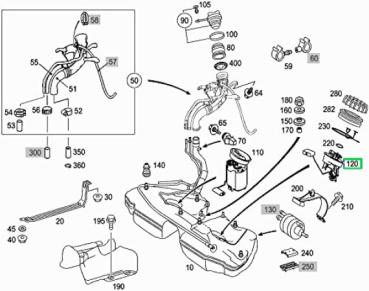 Bef.Platte, Tankgeber elektrisch, links (A2034703141), Mercedes-Benz-Original Teil